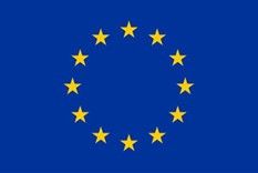 Logo der europäischen Union. Blauer Hintergrund mit gelben Sternen, die kreisförmig angeordnet sind.